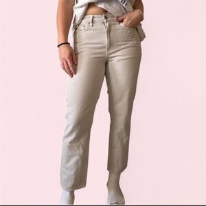 American Eagle Outfitters Women's Beige Straight Leg Jeans